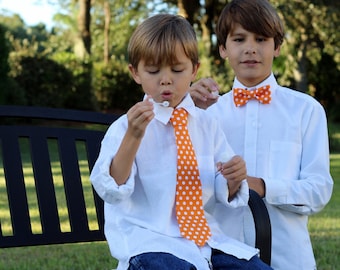 Boys necktie - boys orange wedding necktie - first birthday tie - beach wedding - baby tie - toddler necktie - boys ties for wedding