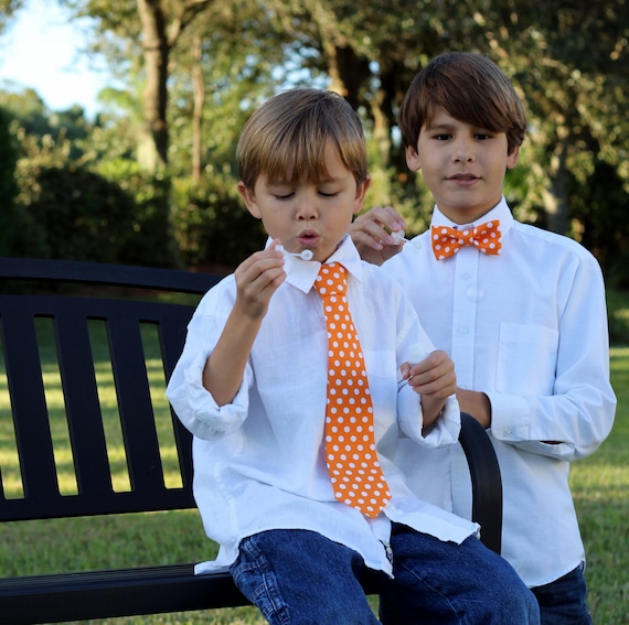 white shirt orange tie