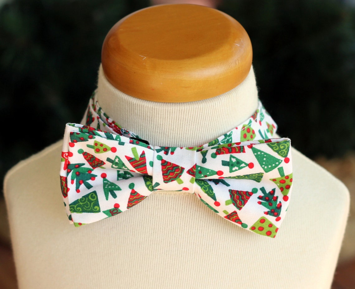 Boys Christmas Tree Bow Tie Boys Christmas Red Green Bowtie Etsy