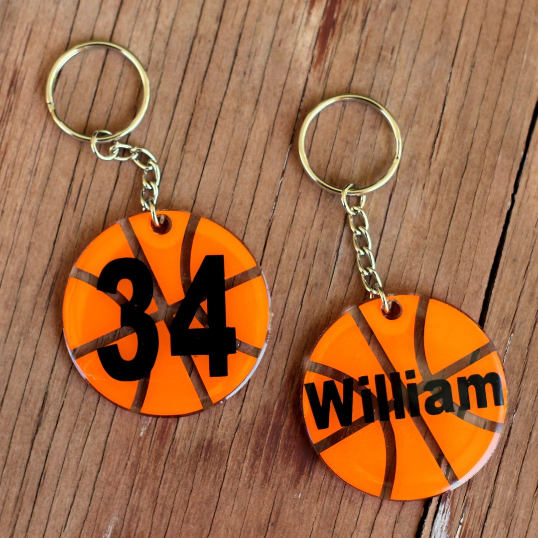 Personalized Basketball Kids Name Keychains, Custom Round Ball Key