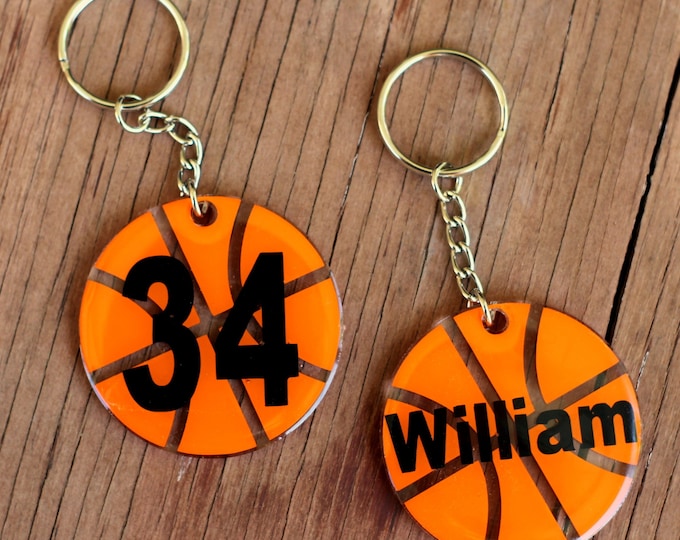 Personalized Basketball Kids Name Keychains, Custom Round Ball Key Chains, Key Rings, Sport Bag ID, Personalized Gift, ball tag, boys gift