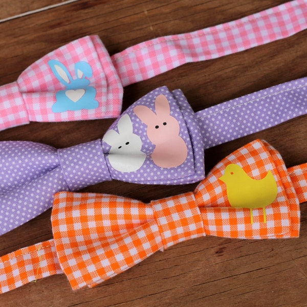 Boys Easter Bow Tie, Easter spring bowtie for boy, gingham bow tie, dot bow tie, purple orange and pink, boys Easter outfit, gift for boy