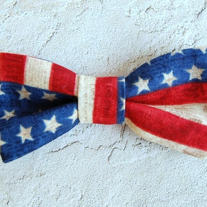 Mens American Flag Bow Tie cotton stars and stripes bowtie men's bow tie patriotic bow ties red cream blue bow tie gift for him image 2