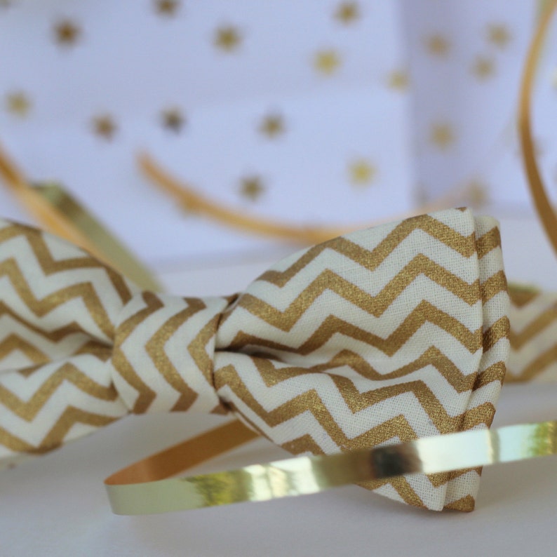 Mens gold chevron bow tie men gold cream zig zag bow tie, evening wedding bow tie, new years eve bow tie, christmas bow tie, formal, gift image 4