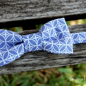 Mens Purple Bow Tie, purple white cotton geometric print bowtie, mens wedding bow tie, mens lavender bow tie, pretied bow tie, gift for him image 2