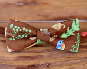 Boys Bow Tie - Outdoor woods brown bowtie - baby infant toddler child preteen boy's bow tie - photo prop ties - boys wedding bow tie - trees