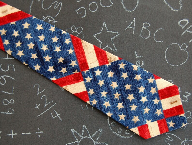 USA flag boys necktie American flag cotton neckties baby, infant, toddler, child neck tie stars and stripes ties Independence Day image 2