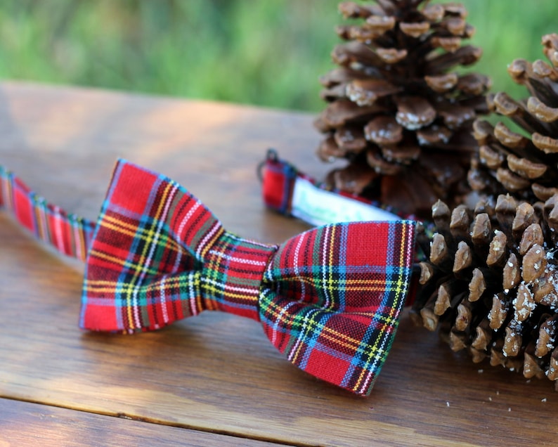 Mens Red Plaid Bow Tie Men's Tartan Plaid Preppy Bowtie Etsy