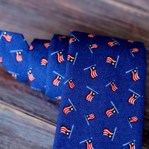 Boys US Flag Necktie American flag necktie boys patriotic tie stars and stripes toddler necktie baby necktie royal blue tie US image 3