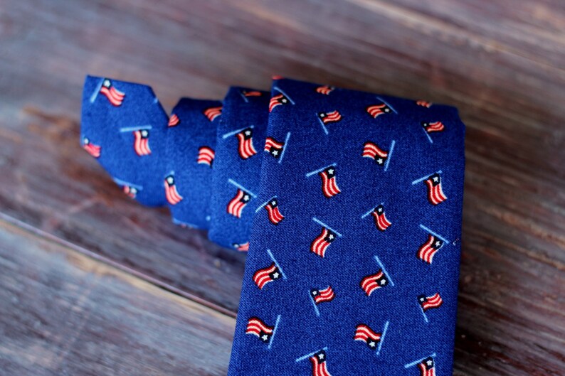 Boys US Flag Necktie American flag necktie boys patriotic tie stars and stripes toddler necktie baby necktie royal blue tie US image 3