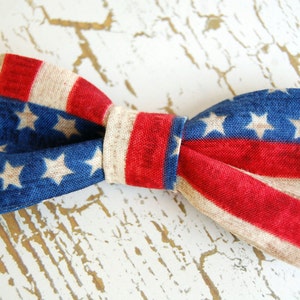 Fourth of July boys bow tie cotton Independence Day American flag bowtie for boy infant baby toddler child preteen ties red cream blue image 4