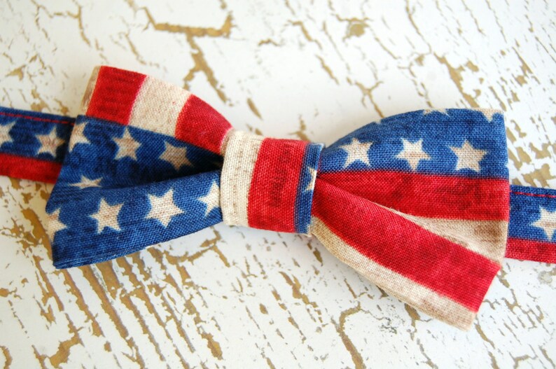 Fourth of July boys bow tie cotton Independence Day American flag bowtie for boy infant baby toddler child preteen ties red cream blue image 4