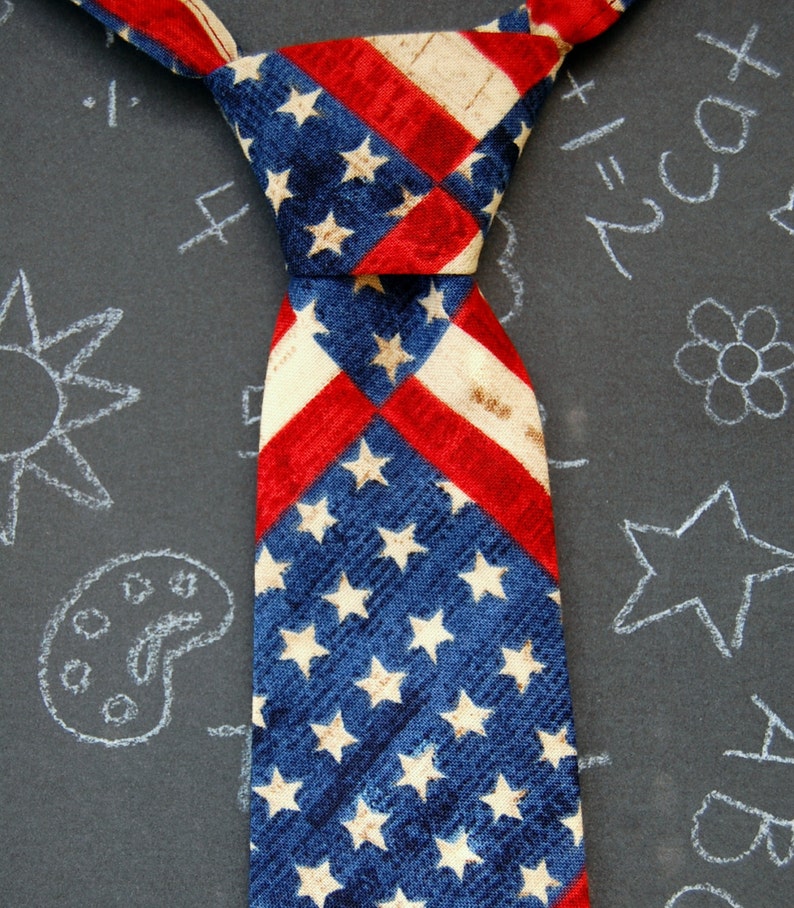 USA flag boys necktie American flag cotton neckties baby, infant, toddler, child neck tie stars and stripes ties Independence Day image 3