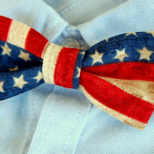 Mens American Flag Bow Tie cotton stars and stripes bowtie men's bow tie patriotic bow ties red cream blue bow tie gift for him image 4
