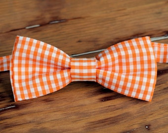 Boys Easter Gingham Bow Tie, Orange Green Purple Pink Bow Tie, bowtie for infant baby toddler child preteen boy, boys wedding bow tie, gift