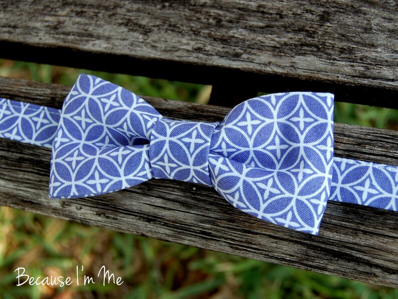 Mens Purple Bow Tie, purple white cotton geometric print bowtie, mens wedding bow tie, mens lavender bow tie, pretied bow tie, gift for him image 5