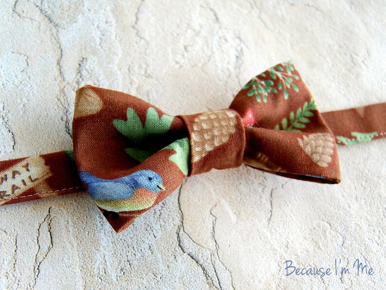 Boys Bow Tie Outdoor woods brown bowtie baby infant toddler child preteen boy's bow tie photo prop ties boys wedding bow tie trees image 4