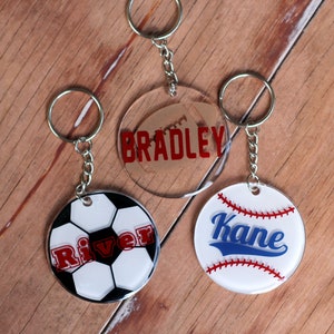 Personalized Name Baseball Keychains, Round Baseball Key Chains, Softball Key Rings, TBall Bag ID, Personalized Gift, ball tag, kids gift image 9