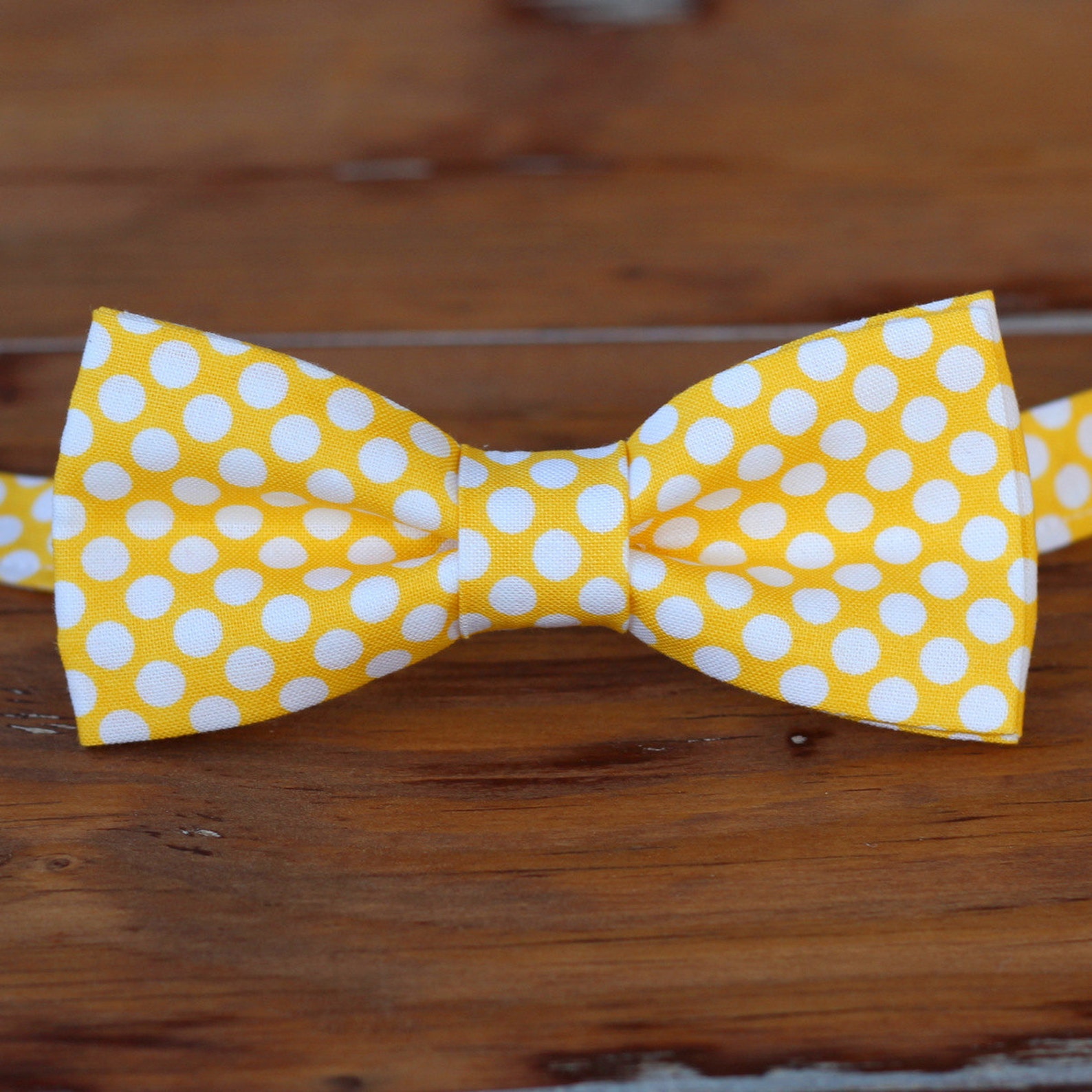 Mens Yellow Cotton Bow Tie Mens White Polka Dot Bowtie Bow Etsy