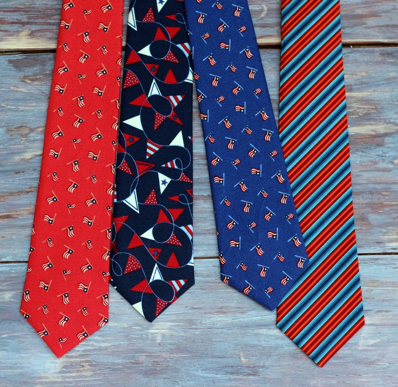 Boys US Flag Necktie American flag necktie boys patriotic tie stars and stripes toddler necktie baby necktie royal blue tie US image 4
