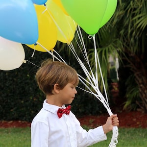 Boys red bow tie, red white dot cotton bowtie for boys, infant toddler child baby bow tie, little boy bow tie, wedding tie, birthday gift image 2