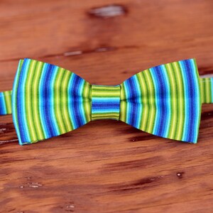 Fliege aus gestreifter Baumwolle - Grün-blau gestreifte Krawatte aus gewebter Baumwolle, Fliege für Männer und Jugendliche, Krawatte, Krawatte, Krawatte