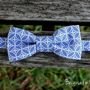 Mens Purple Bow Tie, purple white cotton geometric print bowtie, mens wedding bow tie, mens lavender bow tie, pretied bow tie, gift for him image 4