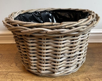 Tapered Round Planters / Baskets, Excellent Quality Kuba Rattan, Plastic Lined