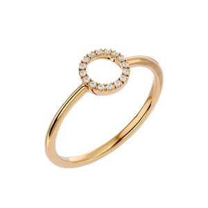 14K Gold Open Circle Diamond Ring, Dainty Karma Ring, Geometric Ring Design, Minimalist Stackable Rings, Anniversary Gift for Her