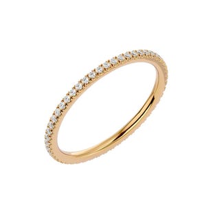 Pave Eternity Diamant Ring, voller Eternity Stapelring, 14K solid Gold Ehering, minimalistische Ehering, dünne Diamant Ehering