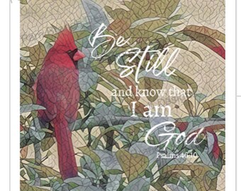 Decoupage Paper,“ Be Still and know that I am God”  Cardinal Mosaic Rice Paper for Decoupage, DIY Coaster  D57