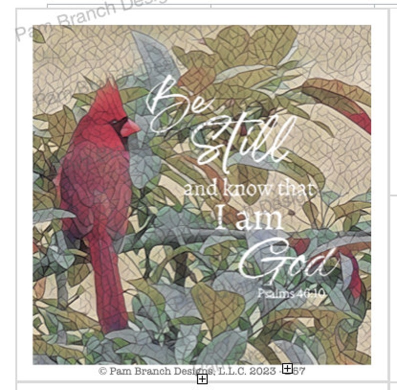 Decoupage Paper, Be Still and know that I am God Cardinal Mosaic Rice Paper for Decoupage, DIY Coaster D57 image 1