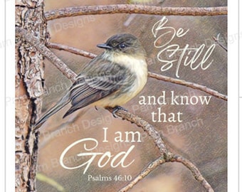 Eastern Phoebe Decoupage Sheet, "Be Still and Know that I am God." Bible Craft D85