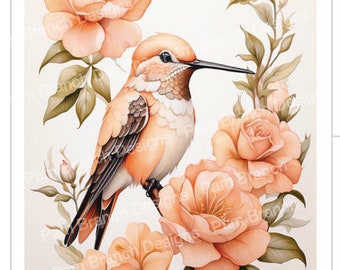 Hummingbird Decoupage Sheet, Floral Rice Paper, DIY Craft Paper D81