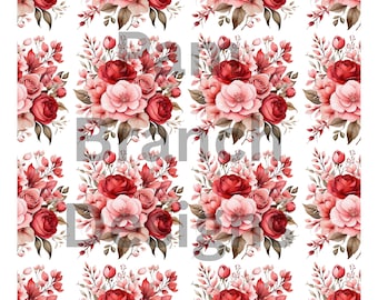 Decoupage Tissue Paper - Repeating Pink and Red Roses - Arts and Crafts Supplies D233