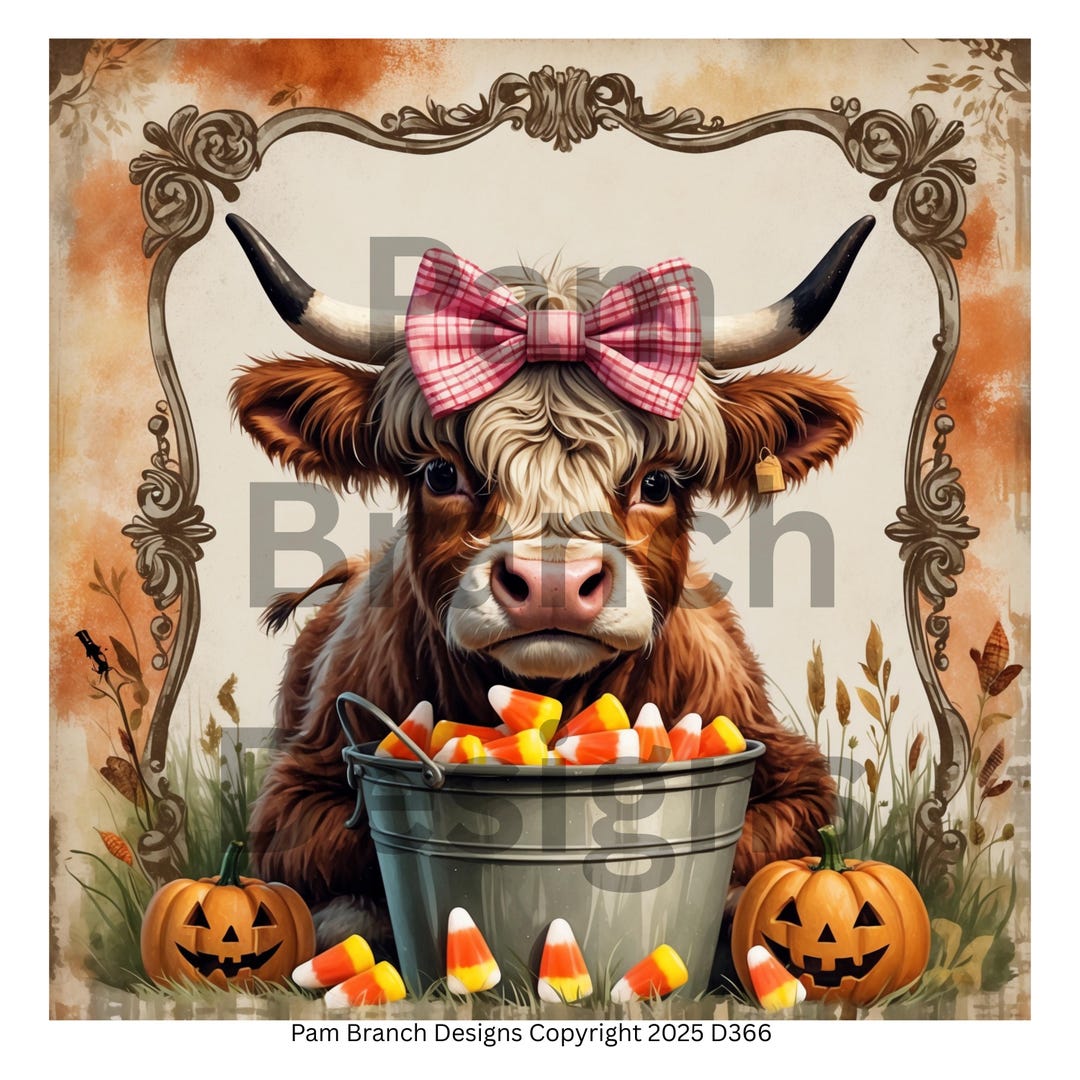 Halloween Highland Cow Rice Paper: Fall Decoupage Sheet D366 - Etsy