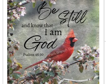 Cardinal Decoupage Sheet, "Be Still and Know that I am God." Bible Craft D51