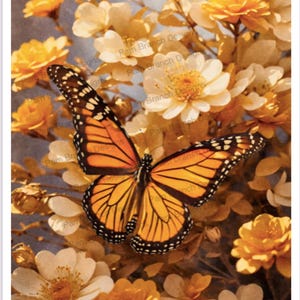 Monarch Butterfly Rice Paper for Crafts and Decoupage, Pretty Insect Flower Paper for DIY Project D173