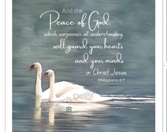 Swans on a Lake, "And the peace of God...”  Decoupage Sheet, D55