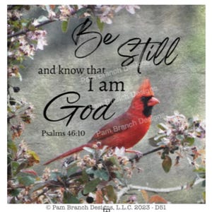 Cardinal Decoupage Sheet, &quot;Be Still and Know that I am God.&quot; Bible Craft D51