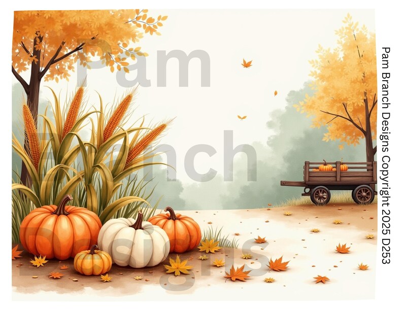 Autumn Pumpkin Rice Paper - Fall Harvest Wagon Scene for Decoupage D253 ...