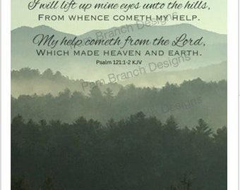 Gray Mountain Sunrise, Decoupage Sheet, "I Lift Mine Eyes...." Bible Craft D73