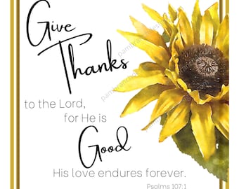 Sunflower - Thanksgiving - Fall - Decoupage Sheet, Bible Verse Paper D33