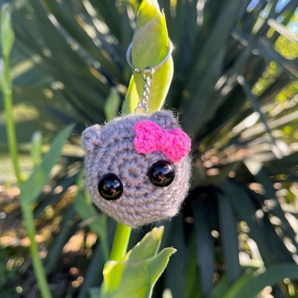 sad hamster viral meme crochet keychain