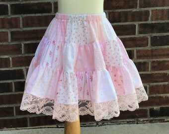 Pink Lace Patchwork Twirl Skirt Size 6/7