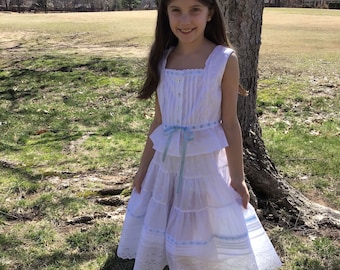 Girls White Eyelet 2-Piece Dress Size 8