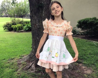 Vestido y delantal para niñas Just Ducky, talla 7