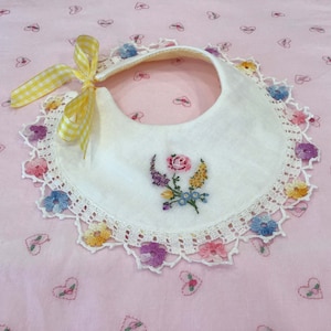 Vintage Linen and Lace Baby Bib