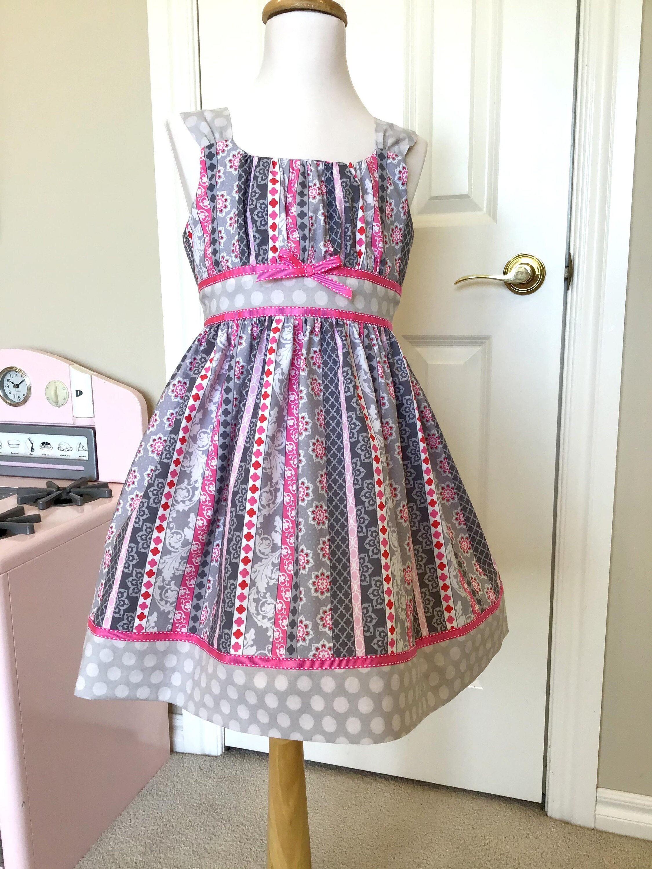 Pink Grey Sundress Size 