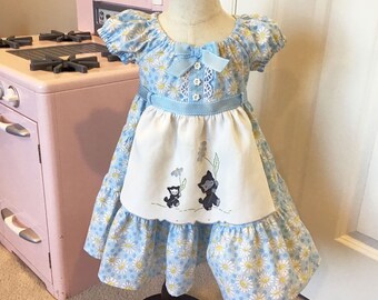 Maisie... Toddler Girls Vintage Linen Apron Dress Size 2